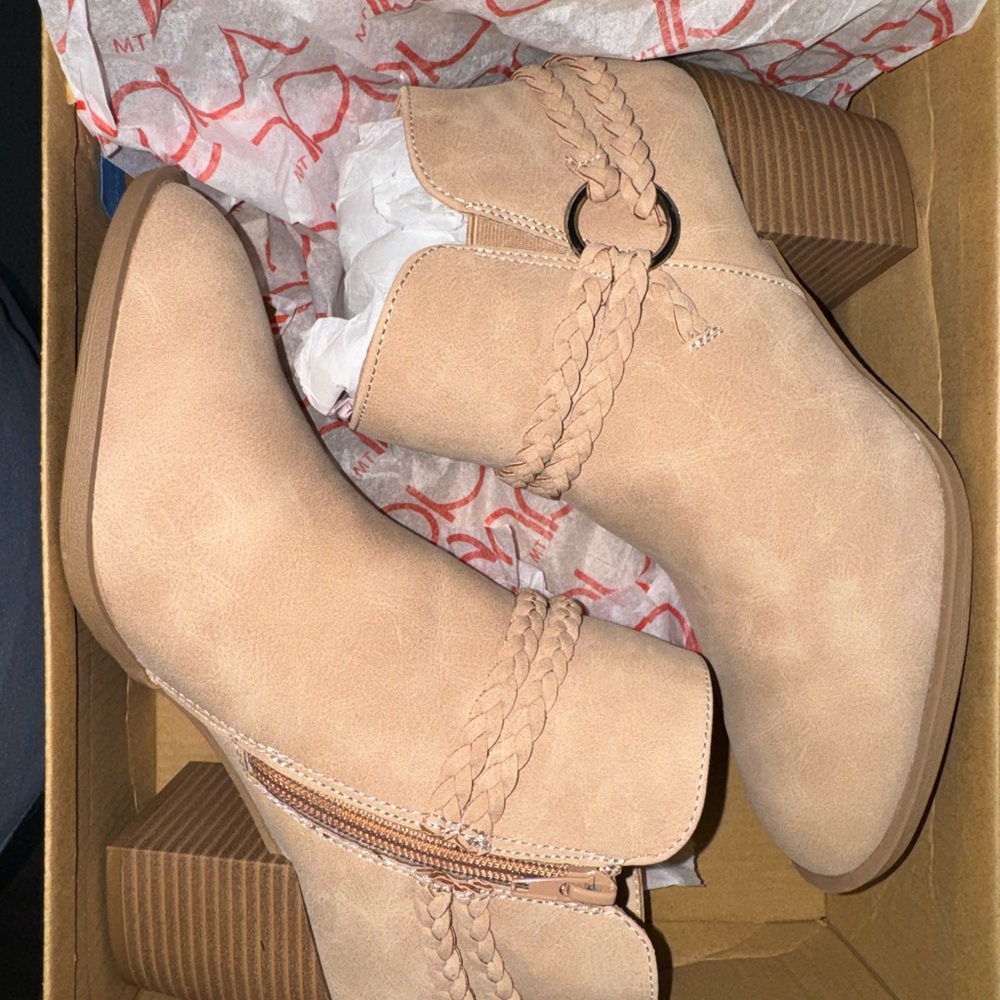 Sugar Braided Beige Ankle Booties